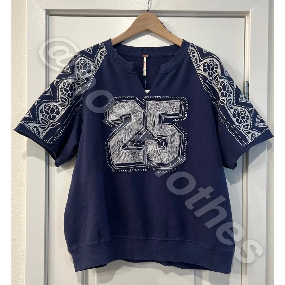 Free People Rose Embroidered Sweatshirt 25 - Picture 4 of 10